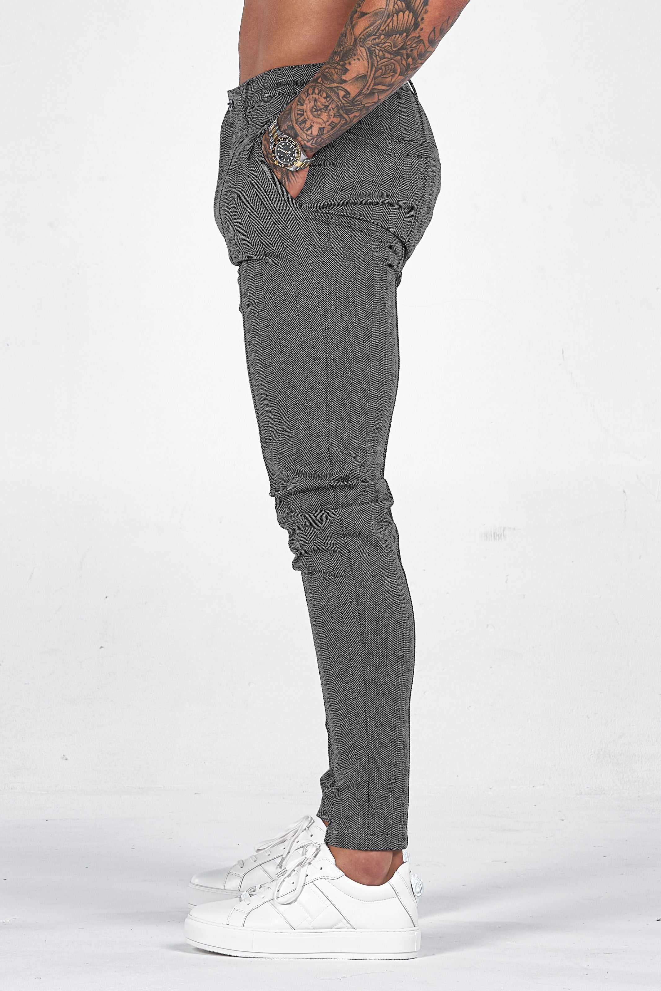 THE CHEVRON TROUSERS - DARK GREY