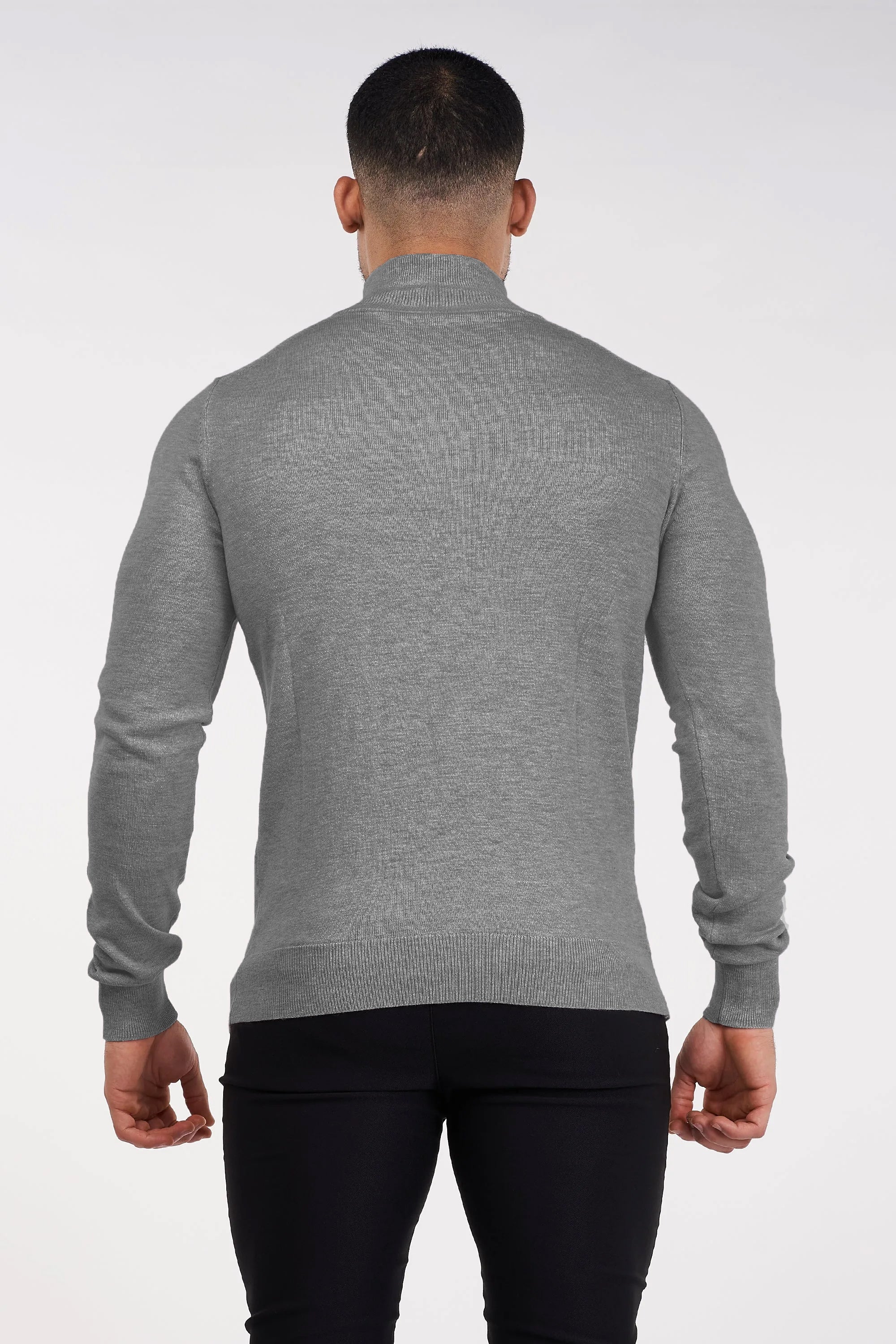 THE SANTONI HALF ZIP SWEATER - STORM GREY