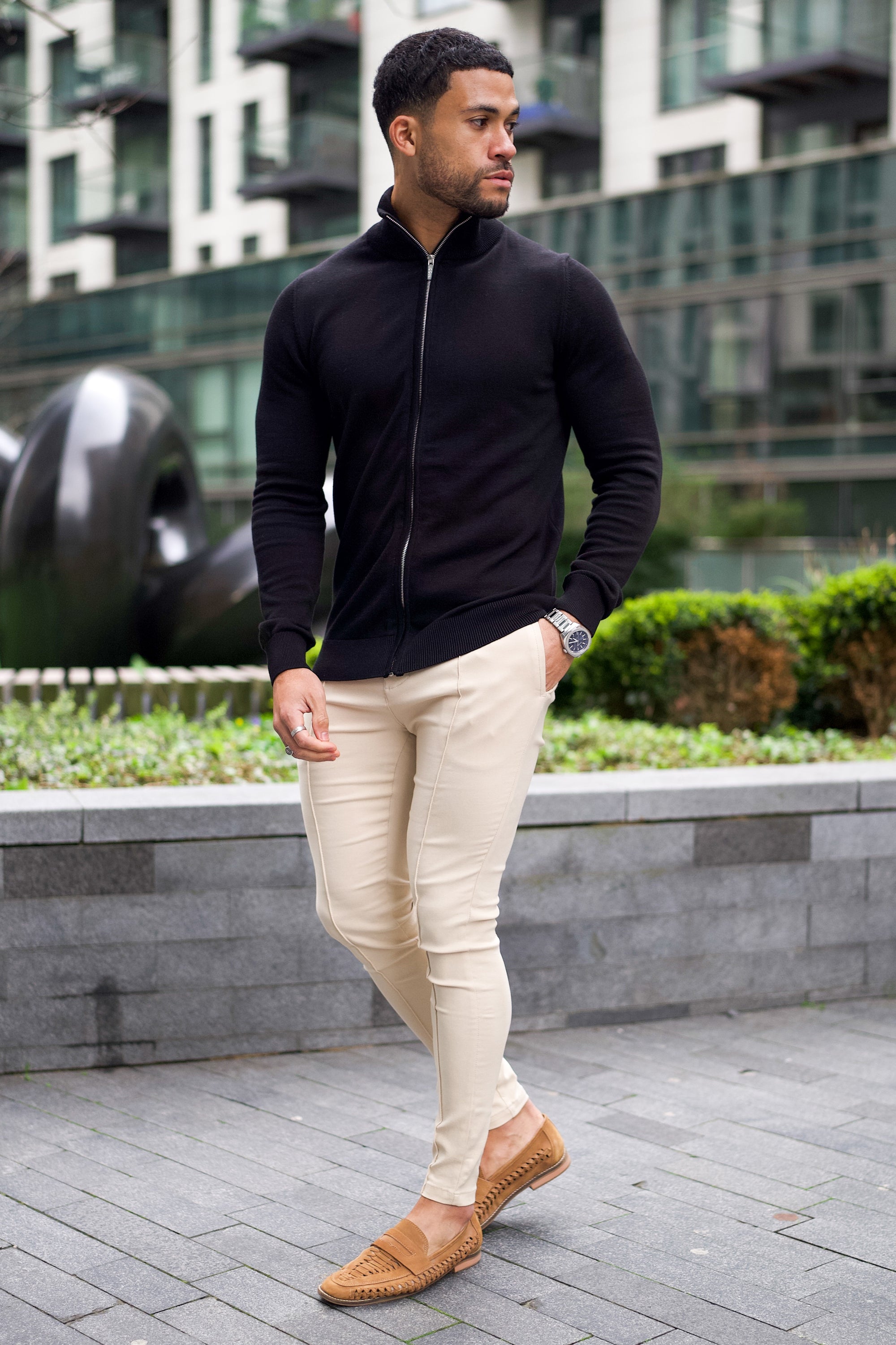 THE SANTONI FULL ZIP SWEATER - BLACK - ICON. AMSTERDAM