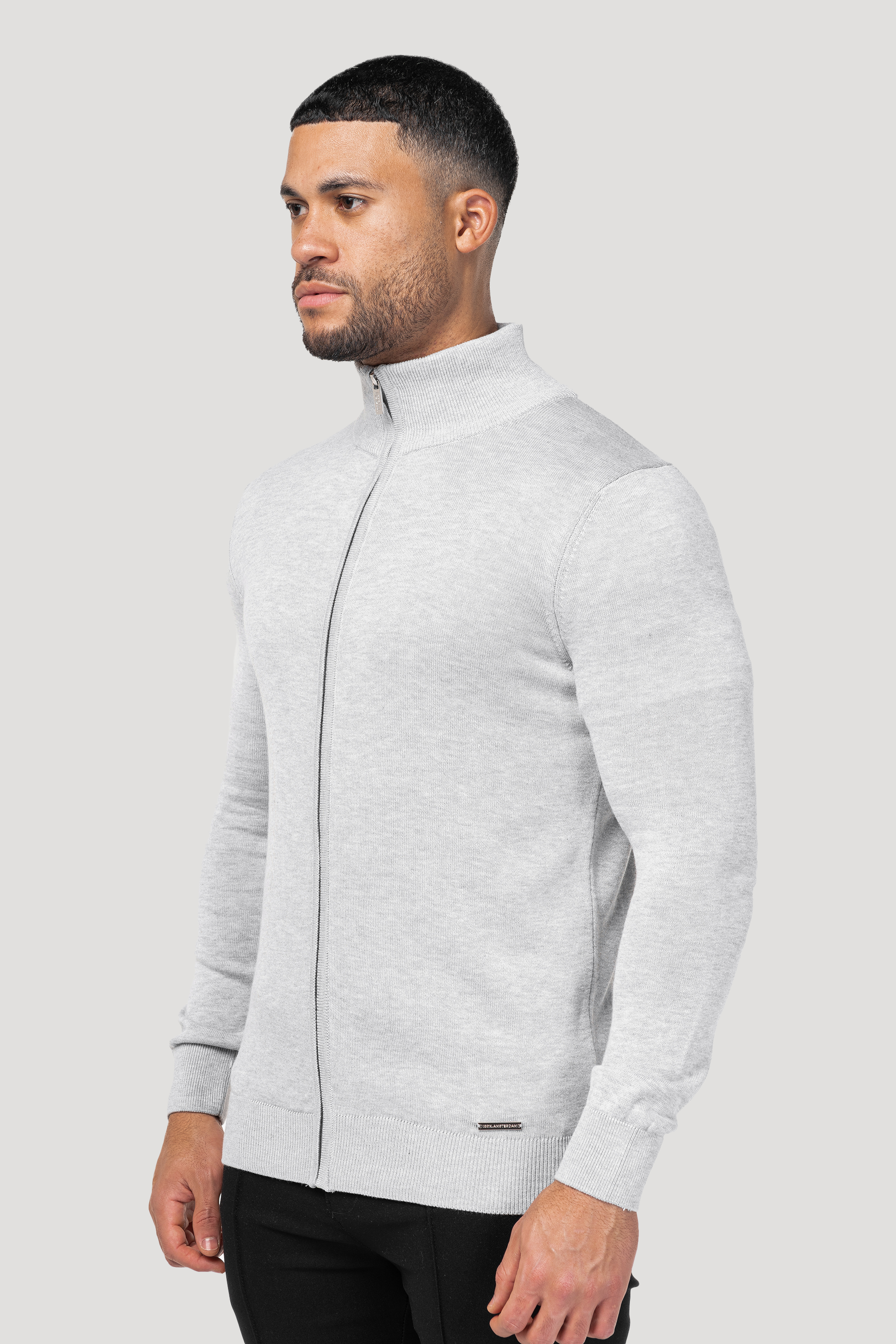 THE SANTONI FULL ZIP SWEATER - GREY - ICON. AMSTERDAM