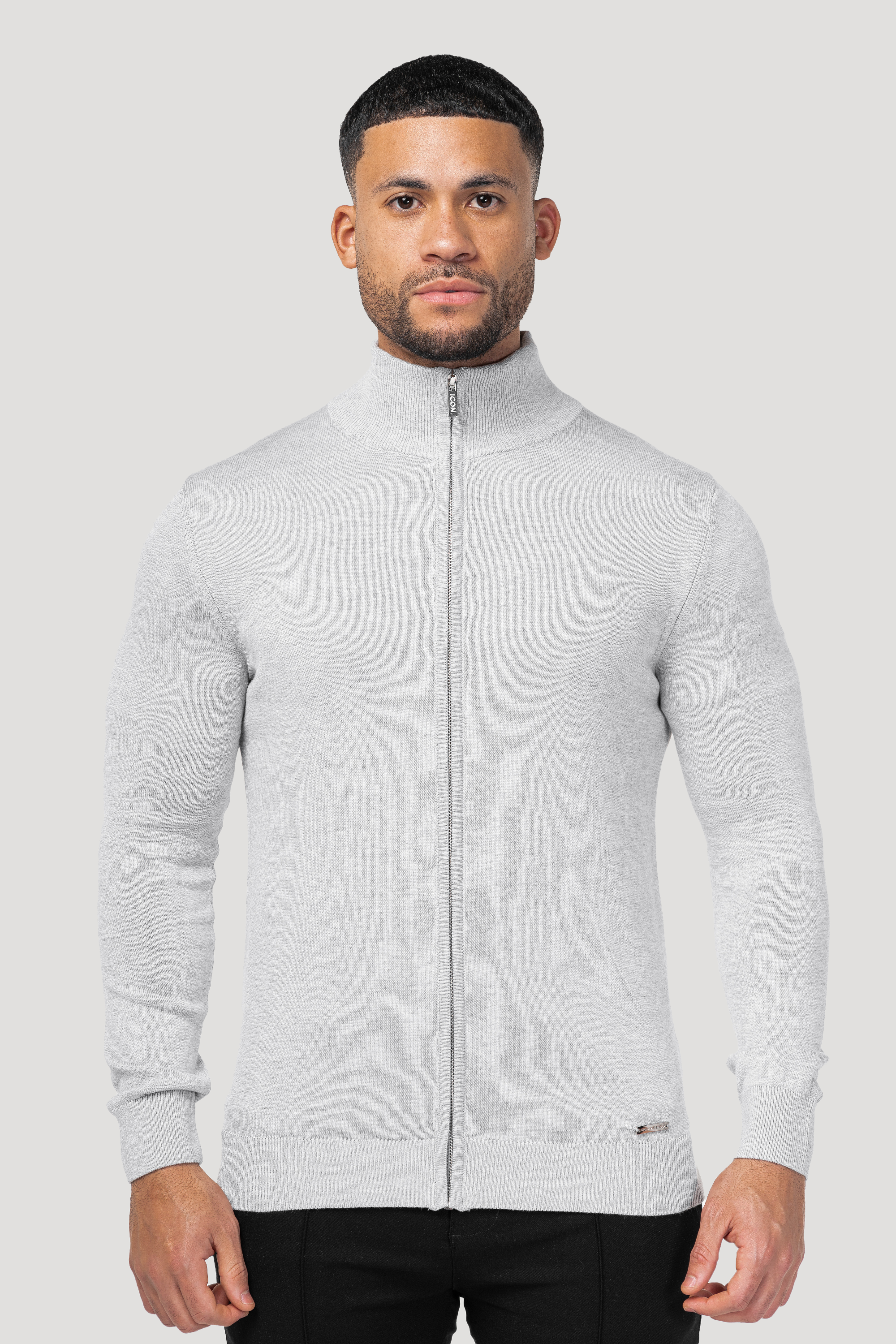 THE SANTONI FULL ZIP SWEATER - GREY - ICON. AMSTERDAM