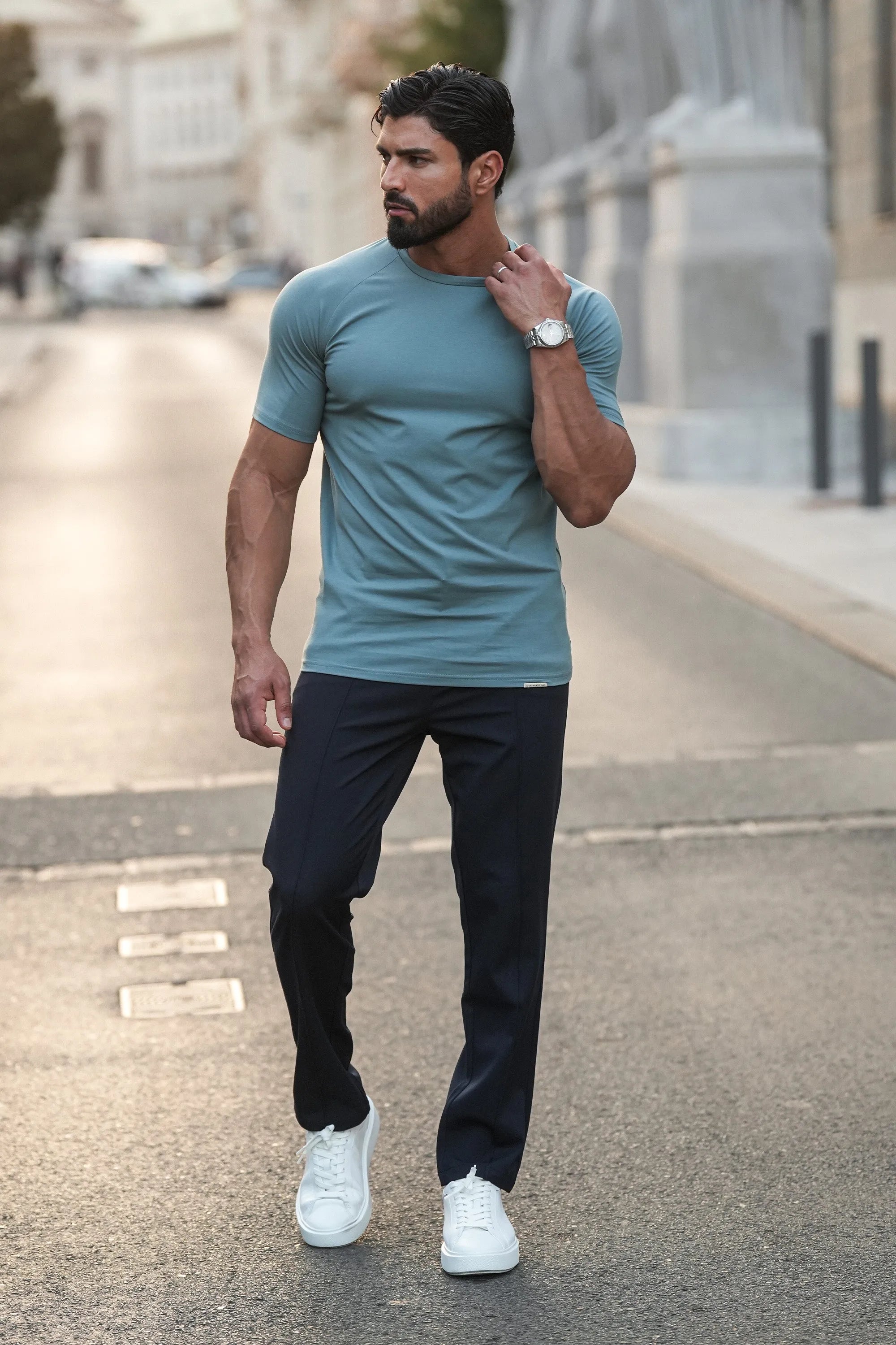 THE MUSCLE BASIC T-SHIRT - MARINE BLUE - ICON. AMSTERDAM