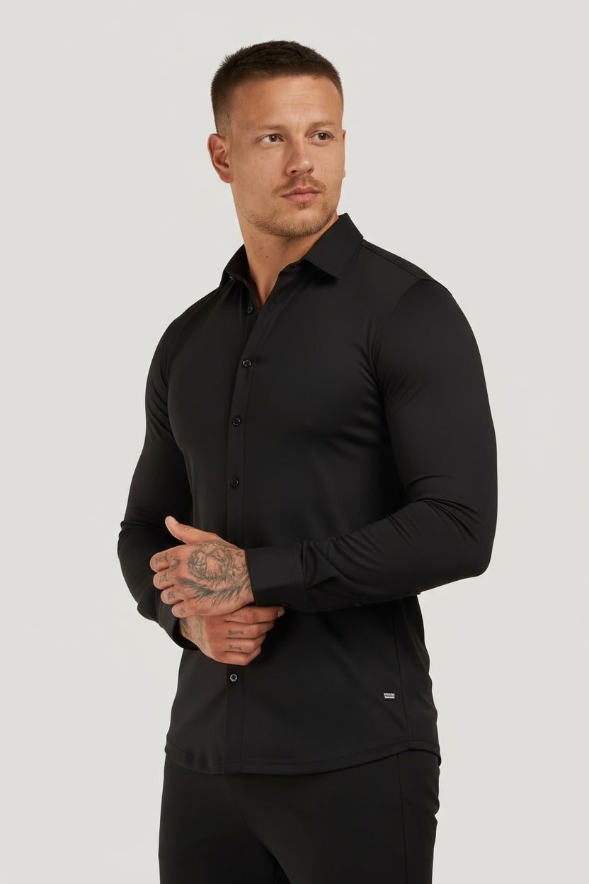THE ATHLETIC STRETCH SHIRT - SCHWARZ