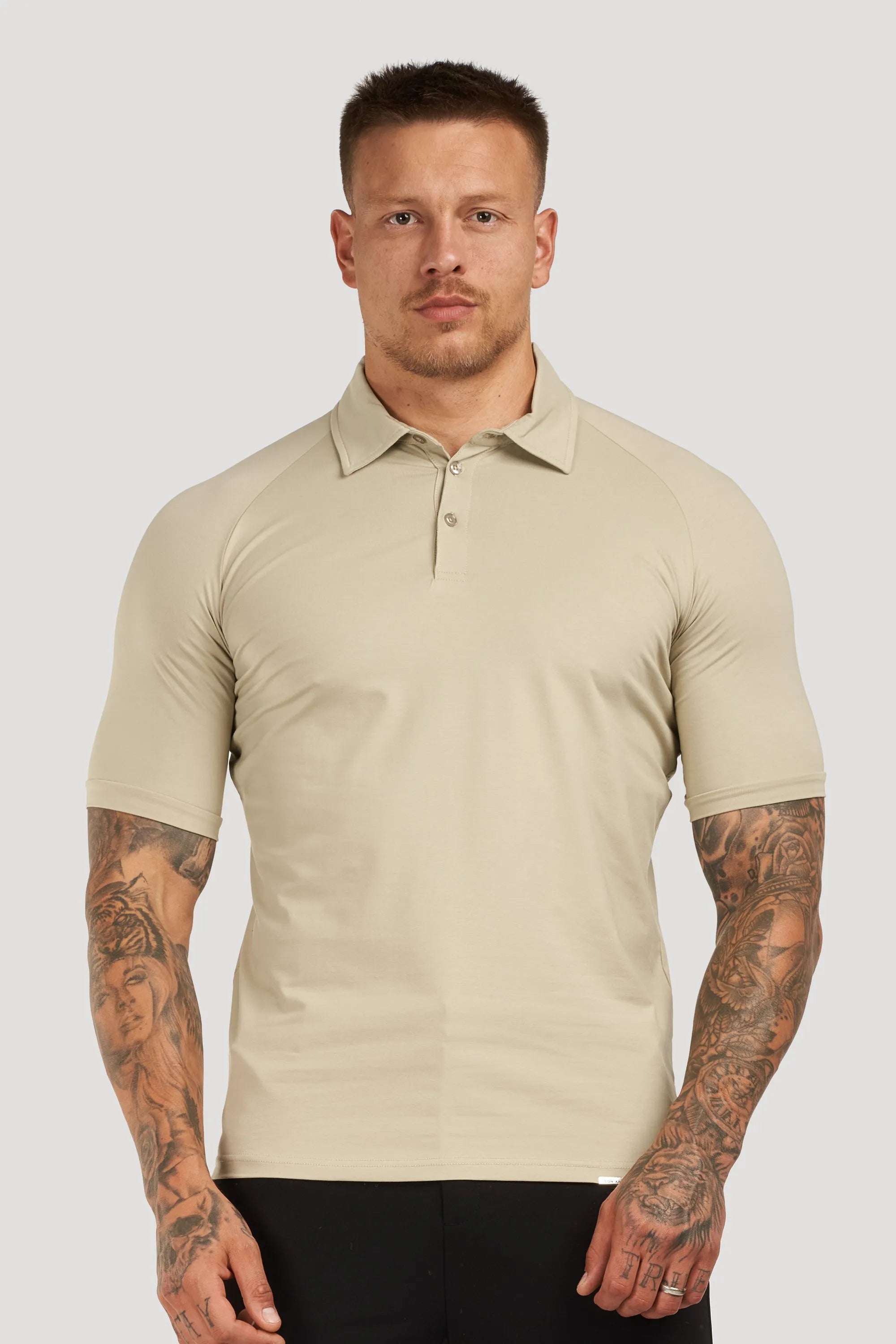 THE MUSCLE BUTTON POLO - PURE STONE - ICON. AMSTERDAM