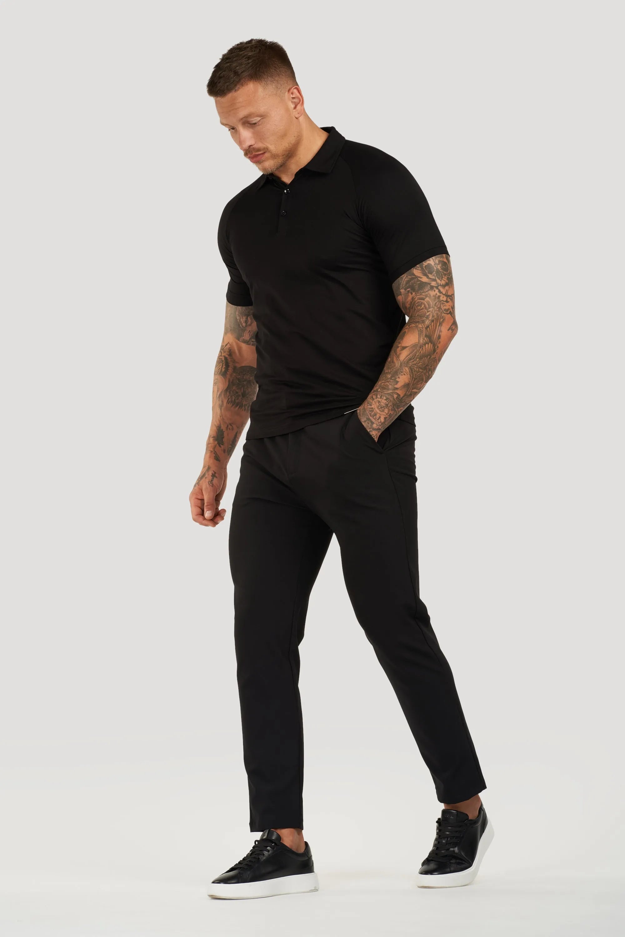 THE MUSCLE BUTTON POLO - BLACK - ICON. AMSTERDAM