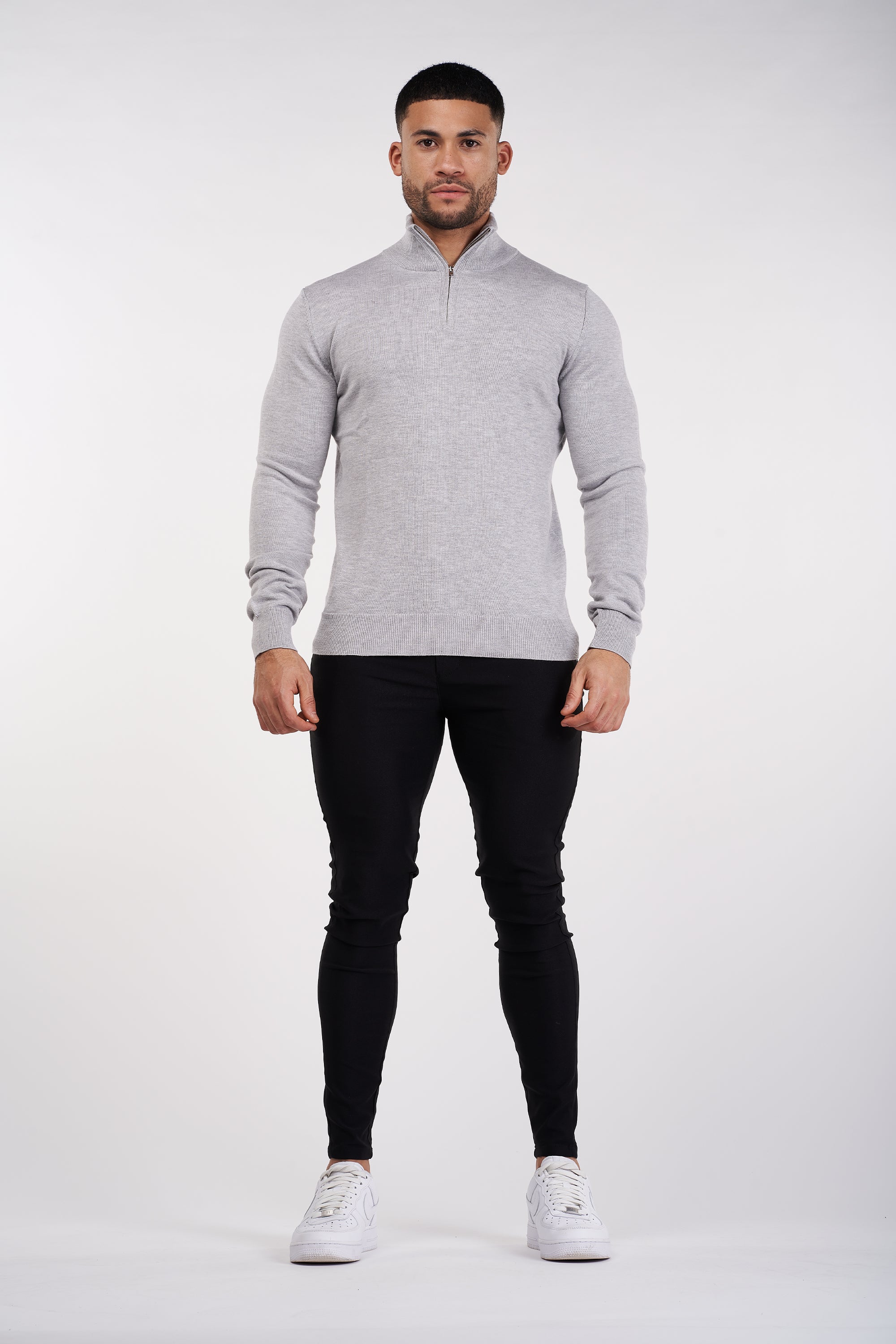 THE SANTONI - HALFZIP SWEATER - GREY - ICON. AMSTERDAM