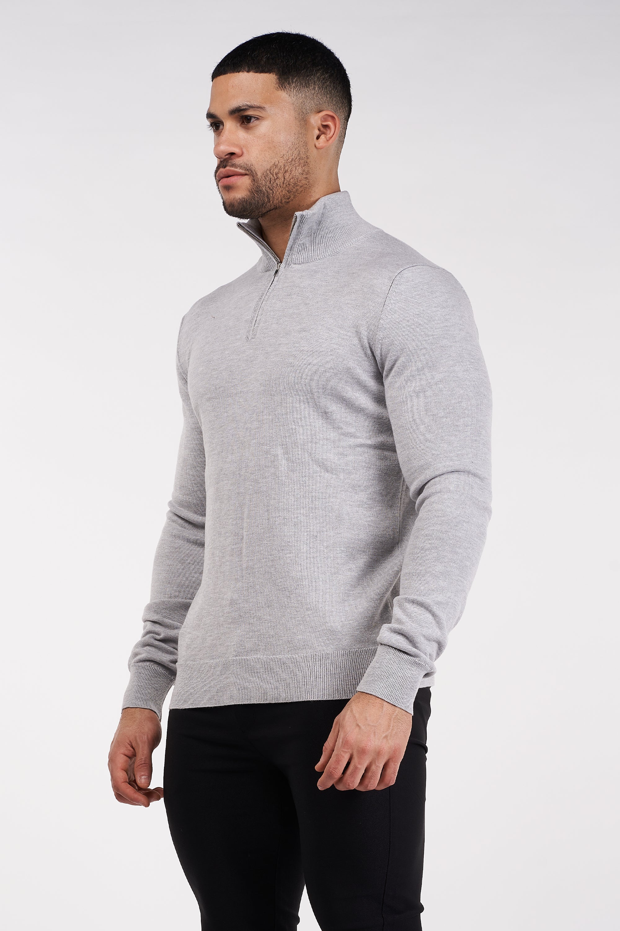 THE SANTONI - HALFZIP SWEATER - GREY - ICON. AMSTERDAM